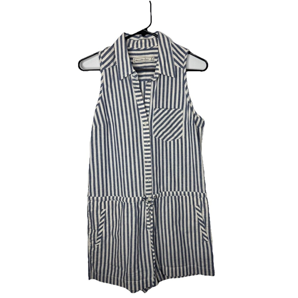 Abercrombie & Fitch  Romper Women’s S Blue White Stripes Sleeveless Pockets
